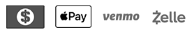 Cash, Apple Pay, Venmo, Zelle